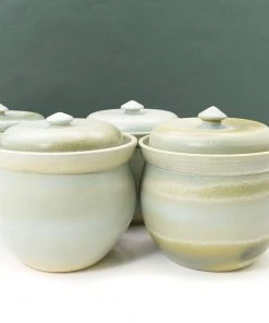 Sauerkraut Pots Handmade Stoneware Fermenting Crock In Blue 2 Litre Cookware