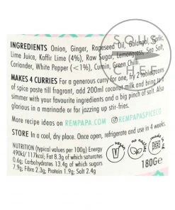 Ingredients Rempapa Penang Kaffir Lime & White Pepper Spice Paste 180g 9 Ingredients Rempapa Penang Kaffir Lime & White Pepper Spice Paste 180g