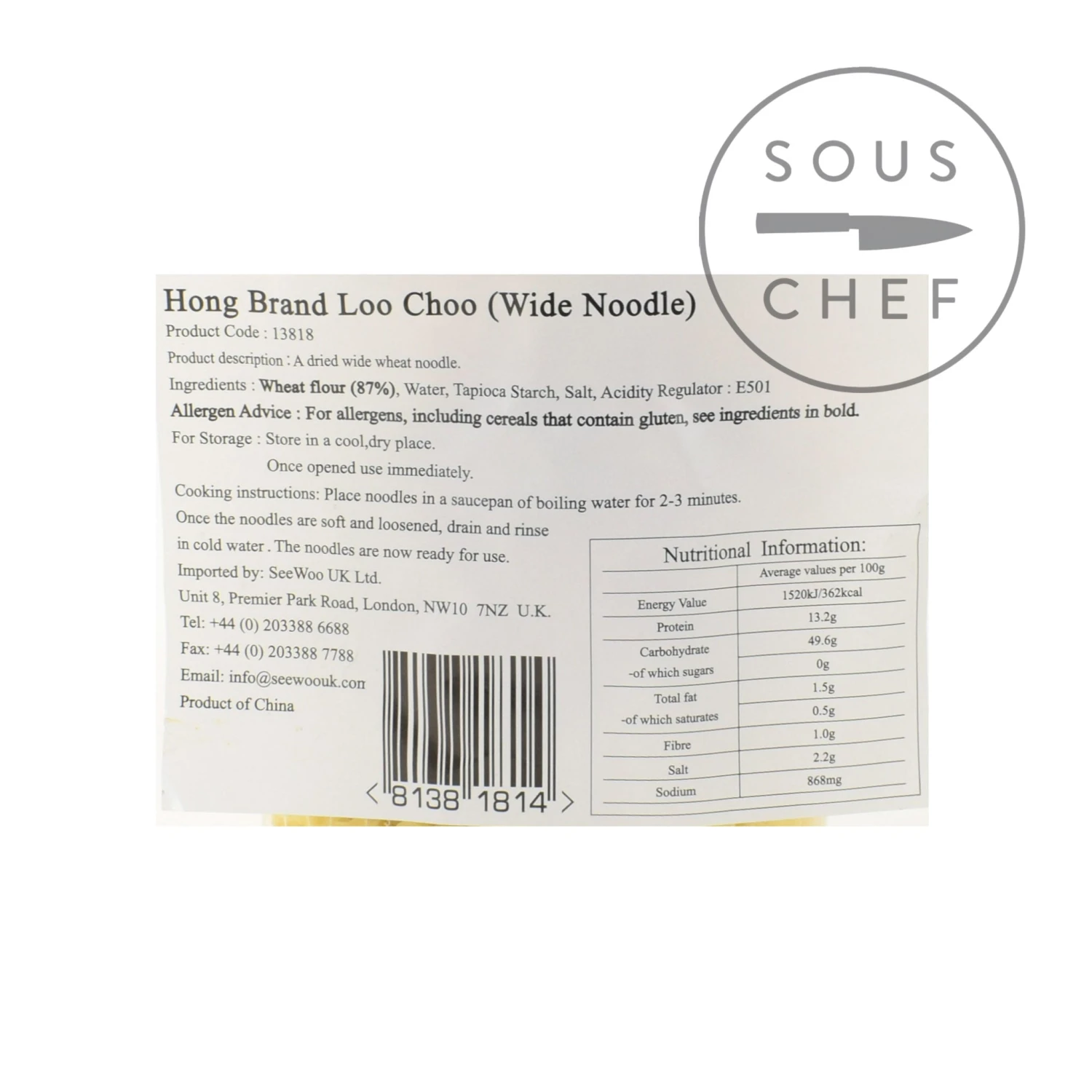 Ingredients Hong Brand Loo Choo Broad Noodle 300g 4 Ingredients Hong Brand Loo Choo Broad Noodle 300g