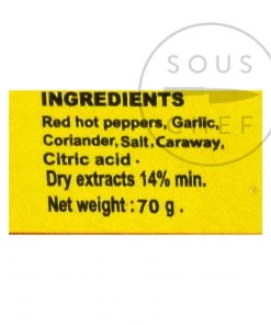 La Flamme Du Cap Bon Ingredients Harissa Paste 70g