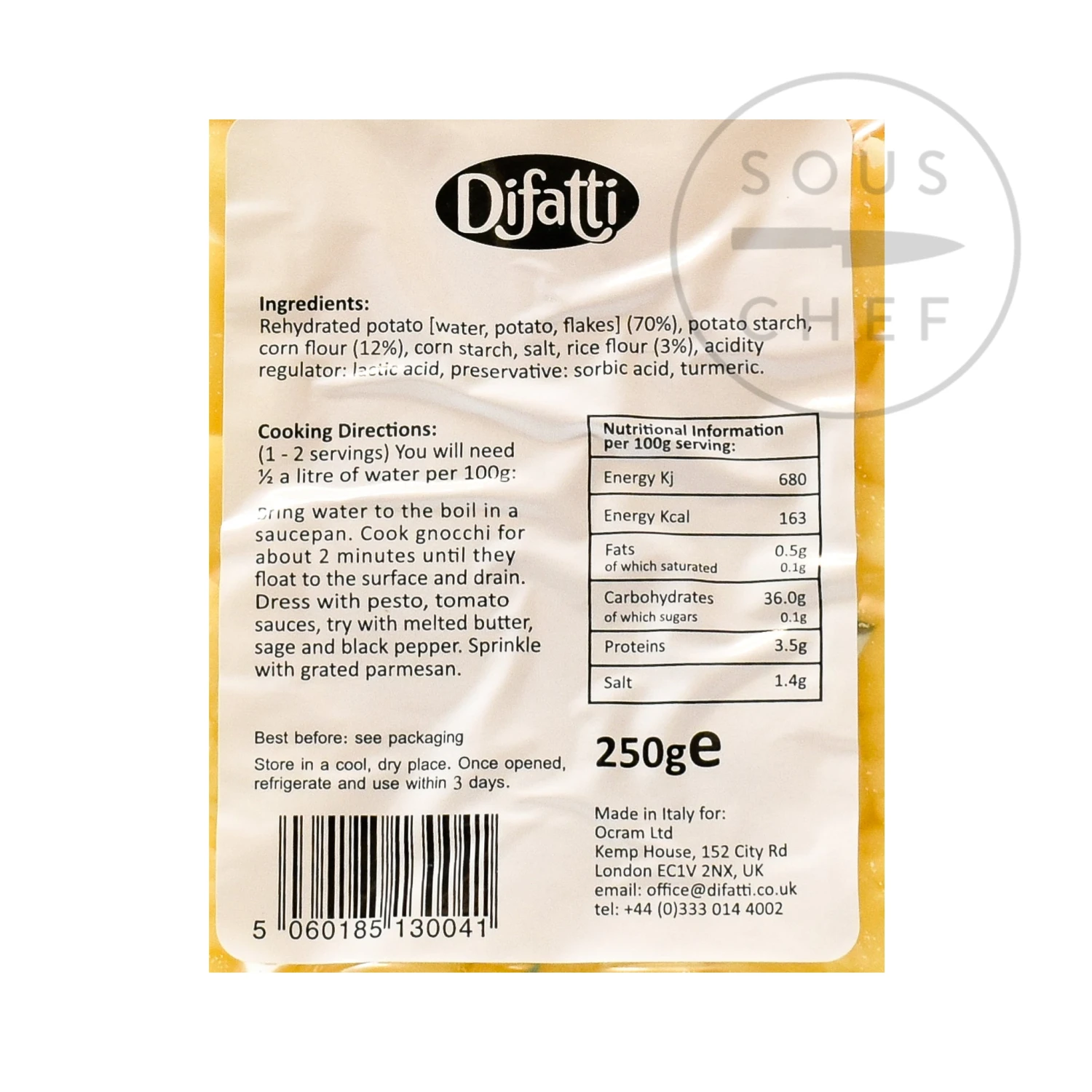 Difatti Gluten Free Gnocchi 250g Ingredients 4 Difatti Gluten Free Gnocchi 250g Ingredients