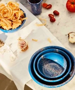 Kapka Splatter Fest Enamel Bowl Cobalt Blue