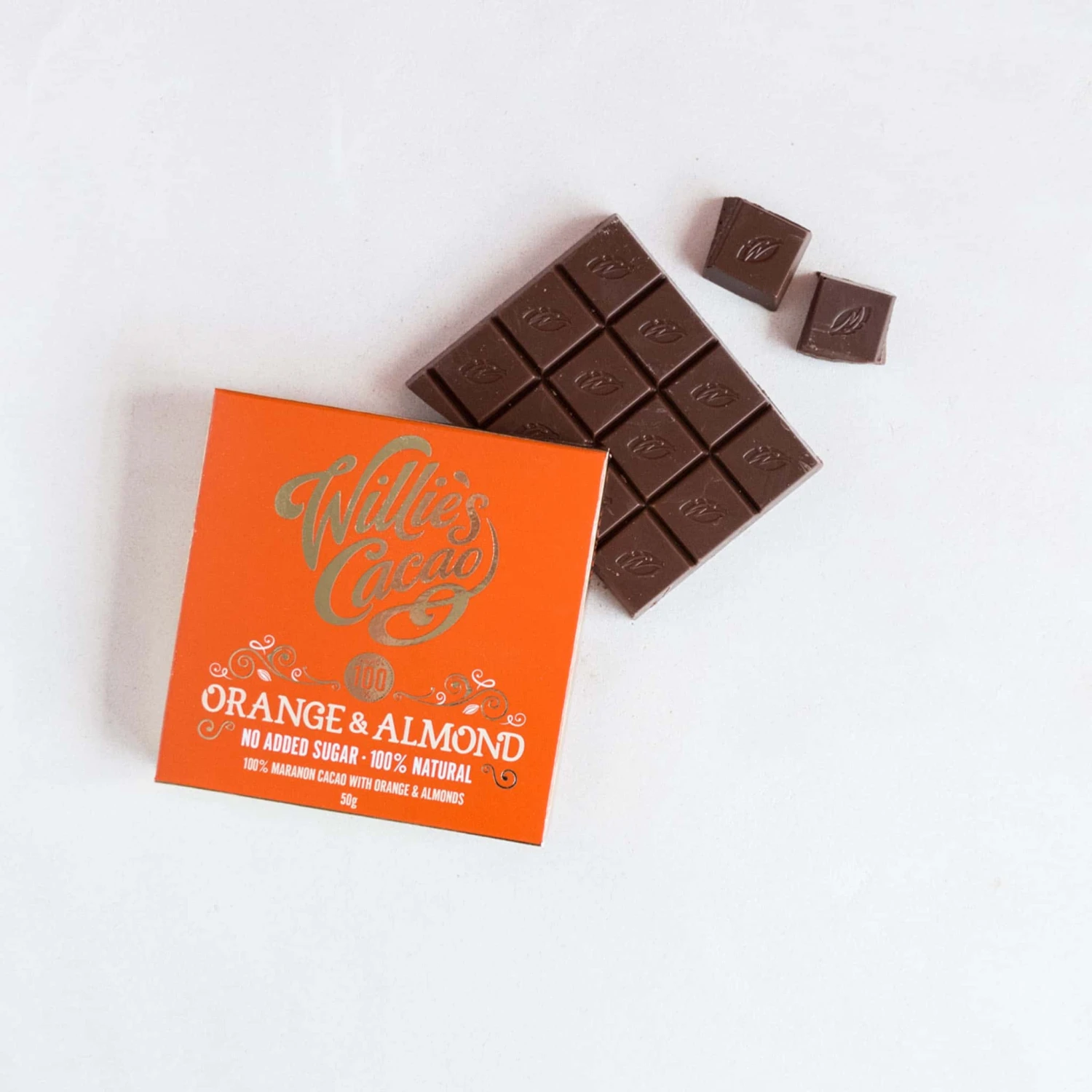 Willie's Cacao Orange & Almond 100% Dark Chocolate 50g 4 Willie's Cacao Orange & Almond 100% Dark Chocolate 50g