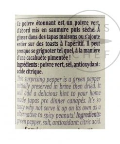 Terre Exotique Green Salty Coastal Pepper 25g Ingredients