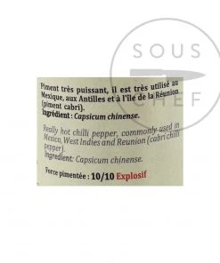 Terre Exotique Habanero Chilli Pepper 12g Ingredients