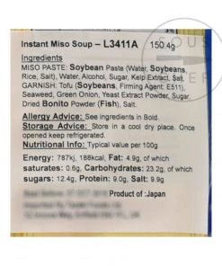 Hikari Instant Miso Soup With Tofu 8 X 22g Servings Ingredients