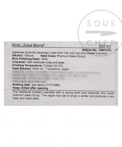 Ingredients Ninki Mini Sake Barrel 300ml 9 Ingredients Ninki Mini Sake Barrel 300ml