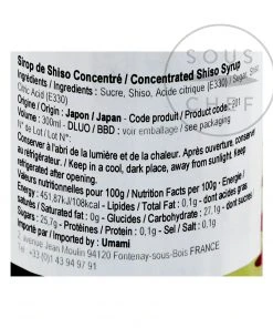 Tonami Shoyu Ingredients Concentrated Shiso Syrup 300ml