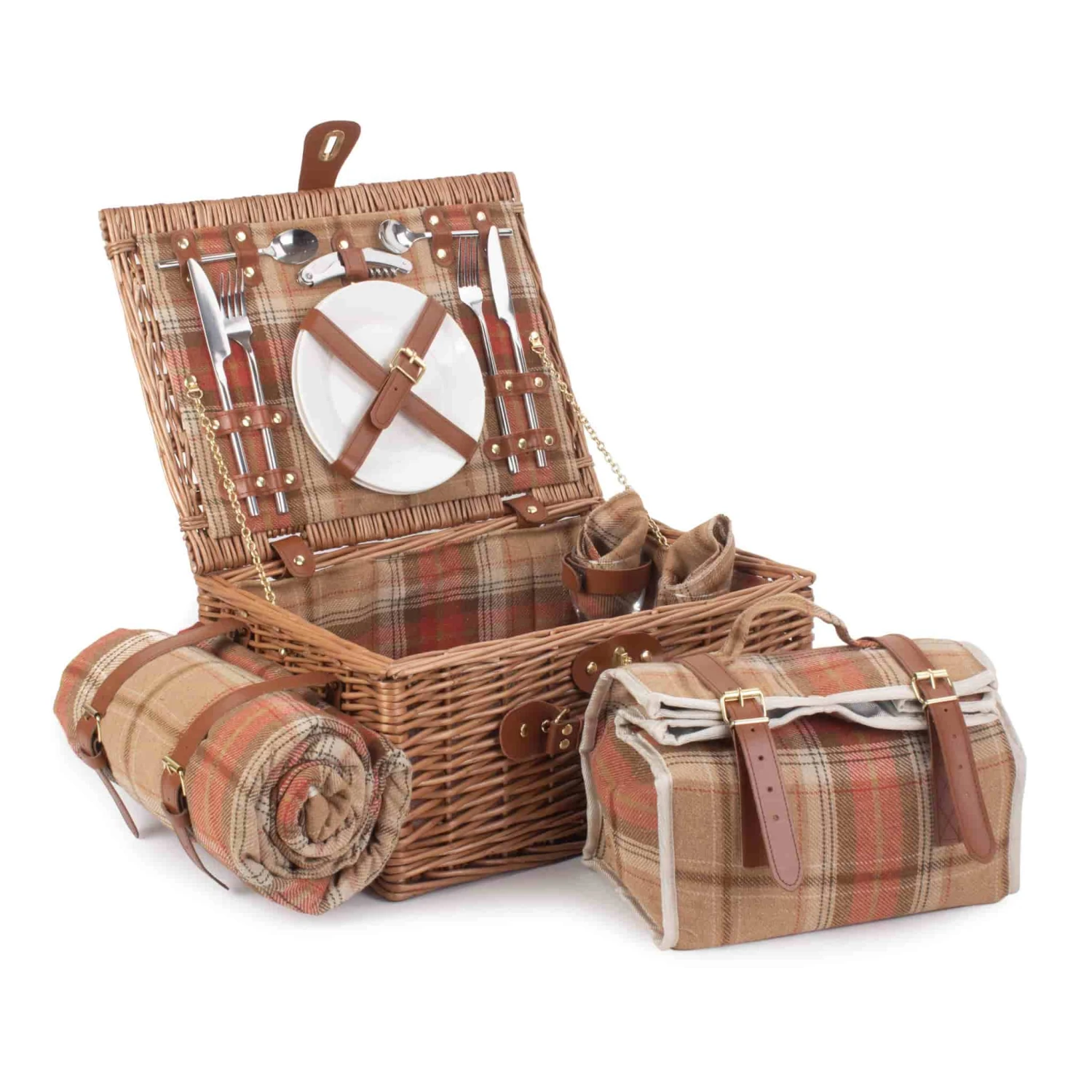 Willow Direct Tartan Picnic Hamper For 2 Autumn Red 3 Willow Direct Tartan Picnic Hamper For 2 Autumn Red