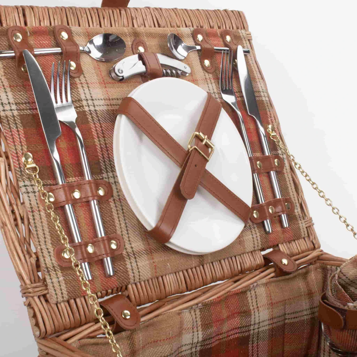 Willow Direct Tartan Picnic Hamper For 2 Autumn Red 6 Willow Direct Tartan Picnic Hamper For 2 Autumn Red