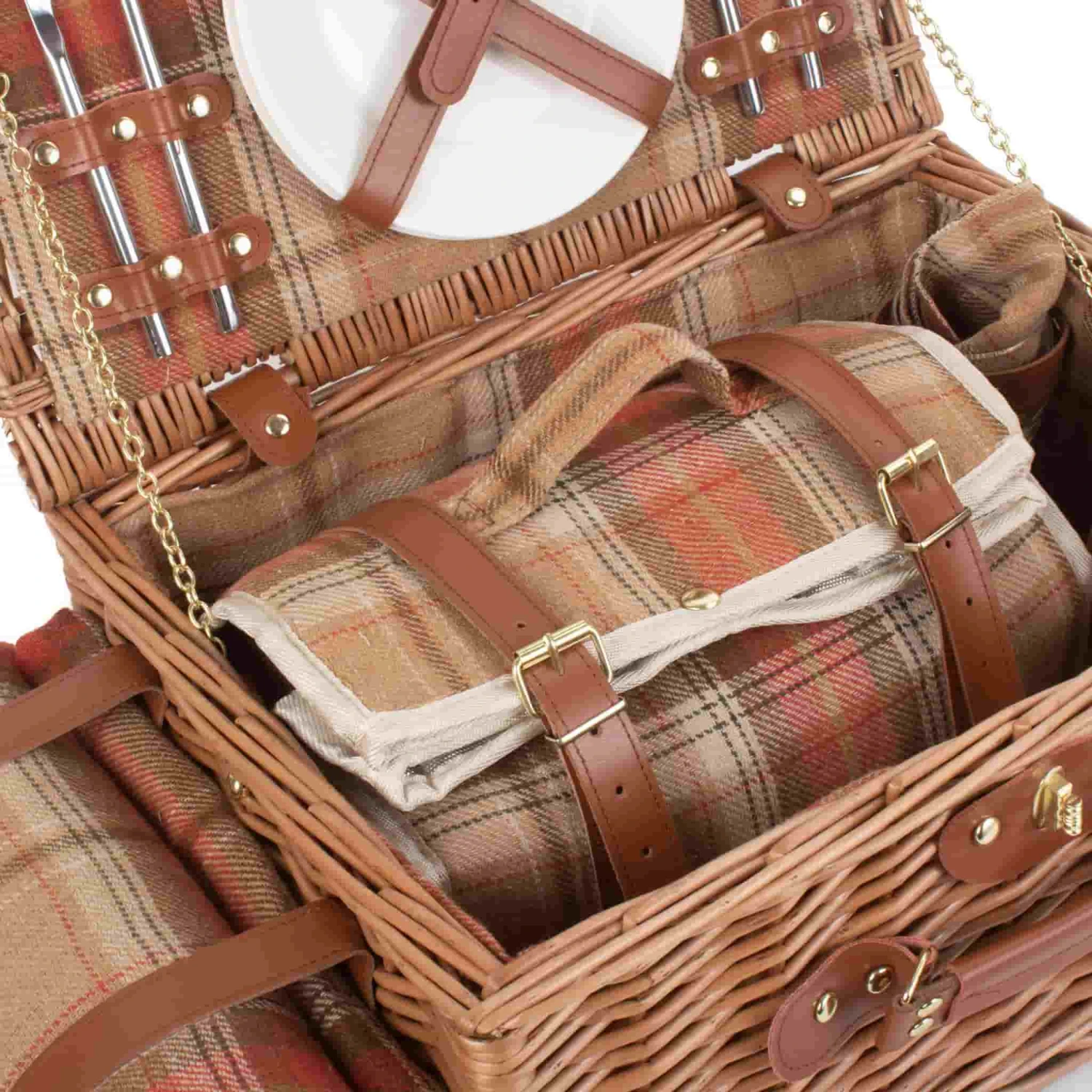 Willow Direct Tartan Picnic Hamper For 2 Autumn Red 7 Willow Direct Tartan Picnic Hamper For 2 Autumn Red