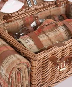 Willow Direct Tartan Picnic Hamper For 4 Autumn Red