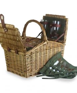 Willow Direct Tweed Double Lidded Picnic Hamper For 2 Green Tableware