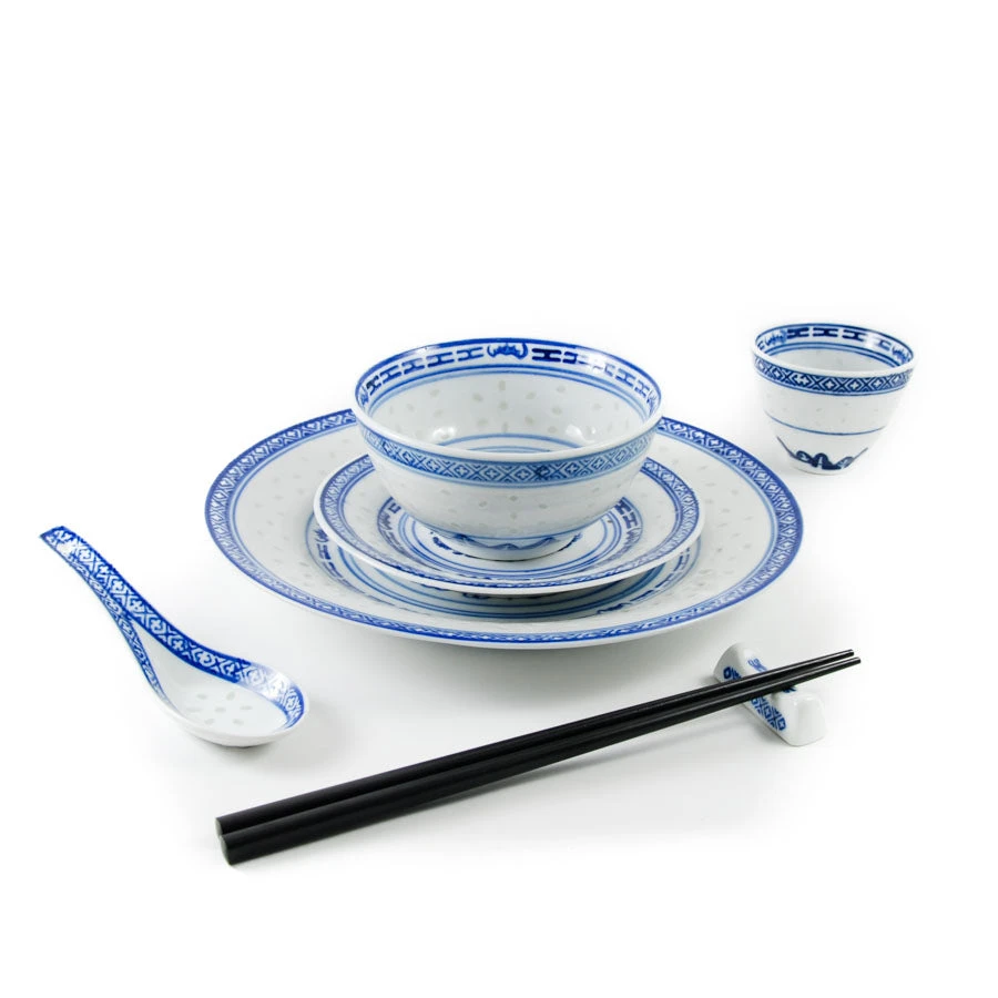 Chinese Tableware Blue Rice Pattern Rice Bowl 11.5cm Tableware 4 Chinese Tableware Blue Rice Pattern Rice Bowl 11.5cm Tableware