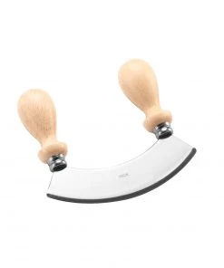 Eppicotispai Cookware Stainless Steel 6-Inch Mezzaluna Chopper/Mincer With Wooden Handle