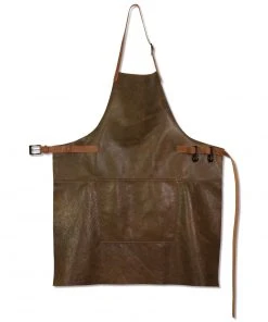 Dutchdeluxes Leather BBQ Apron In Vintage Brown