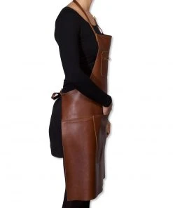 Dutchdeluxes Leather Zipper Apron In Classic Brown Cookware