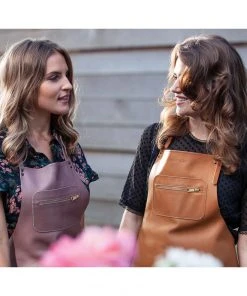 Dutchdeluxes Leather Zipper Apron In Classic Brown Cookware