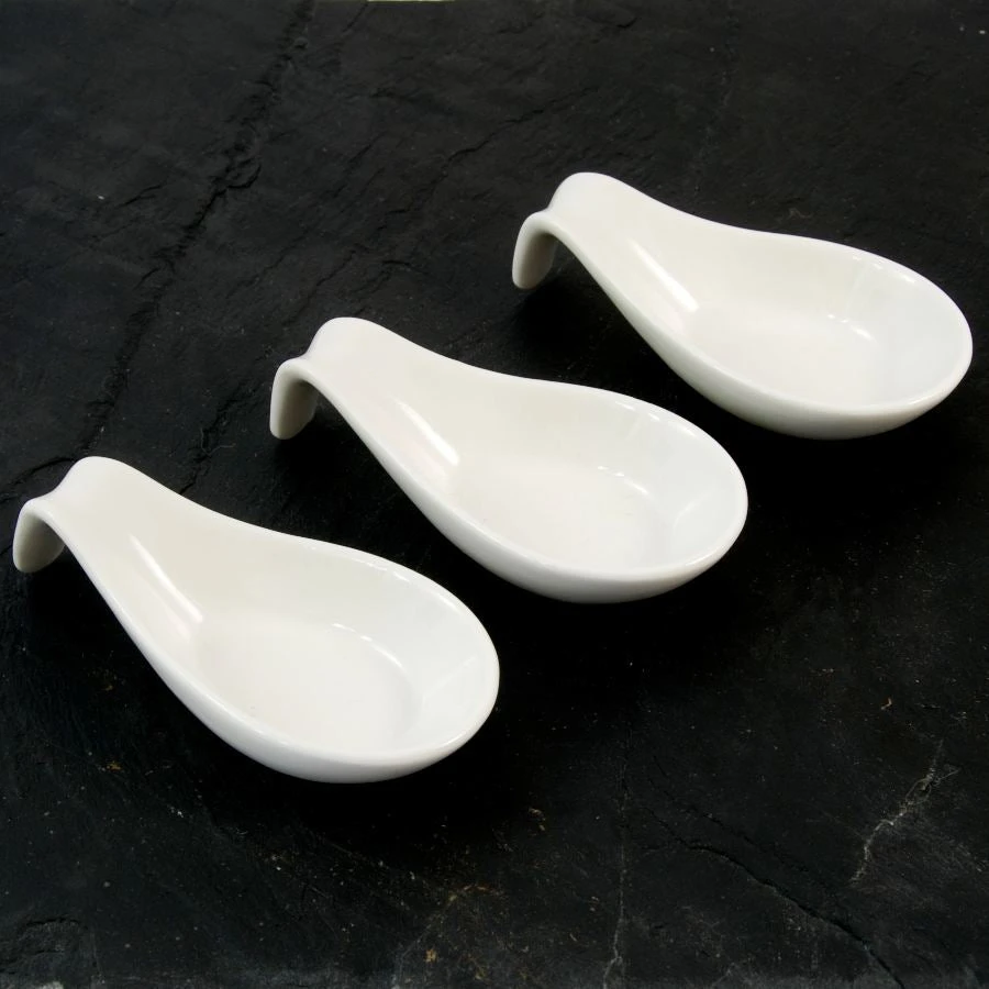 Kiji Stoneware & Ceramics White Drop Handle Canape Dish X 12 3 Kiji Stoneware & Ceramics White Drop Handle Canape Dish X 12
