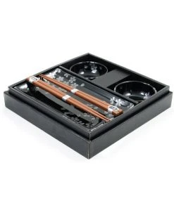 Kiji Stoneware & Ceramics Kuro Hana Sushi Serving Set