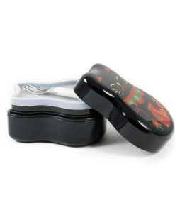 Hakoya Maruko Black Cat 2-Tier Bento Box 520ml Tableware
