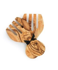 Naturally Med Olive Wood Salad Hands Set 20cm Tableware