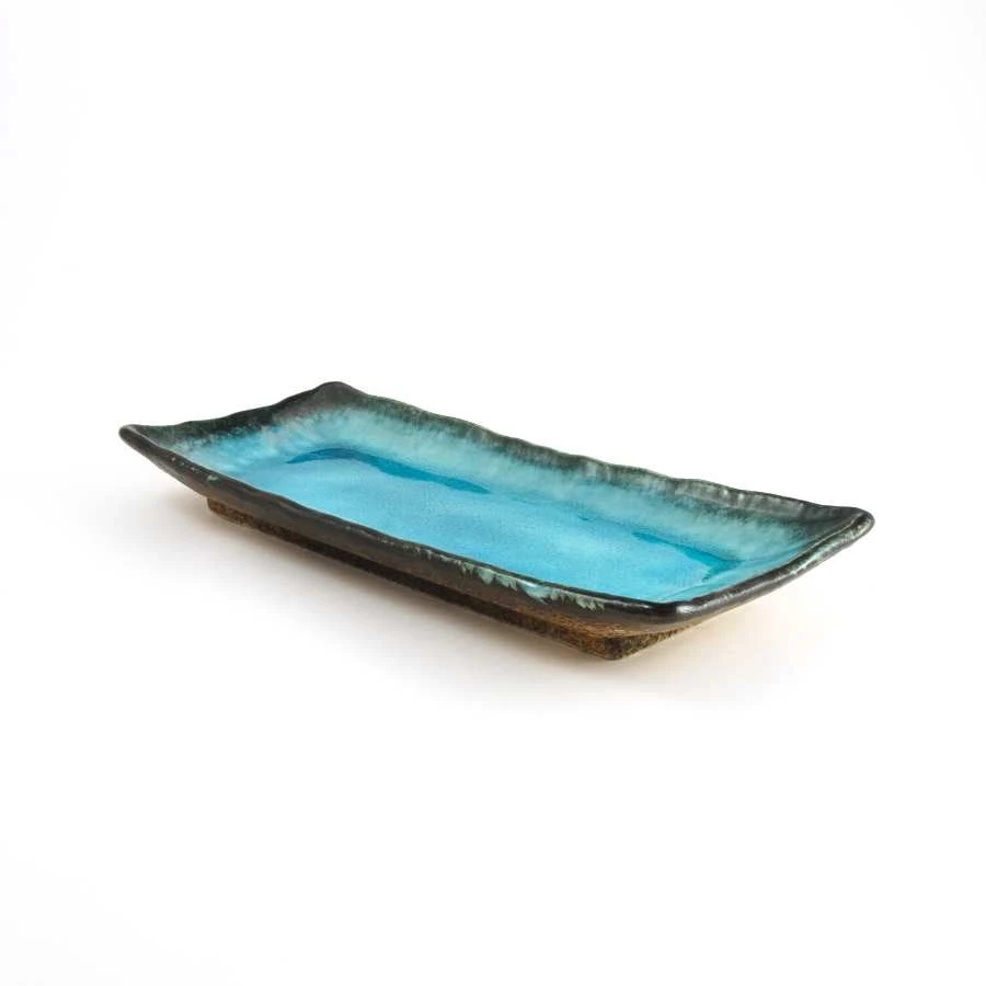 Kiji Stoneware & Ceramics Japanese Tableware Oblong Turquoise Platter 5 Kiji Stoneware & Ceramics Japanese Tableware Oblong Turquoise Platter