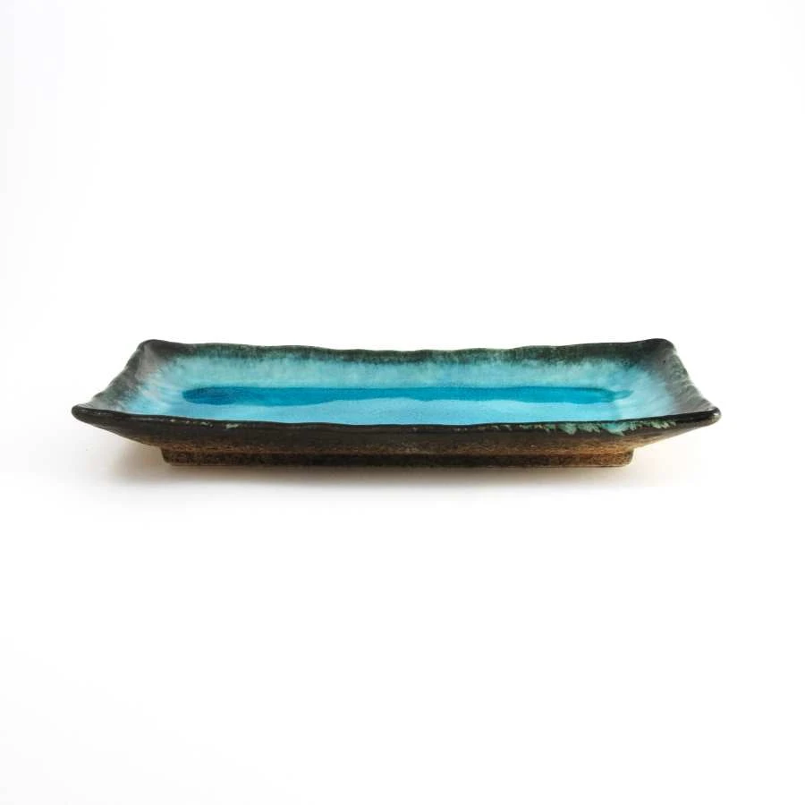 Kiji Stoneware & Ceramics Japanese Tableware Oblong Turquoise Platter 3 Kiji Stoneware & Ceramics Japanese Tableware Oblong Turquoise Platter