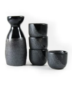 Kiji Stoneware & Ceramics Tableware Black Sake Set