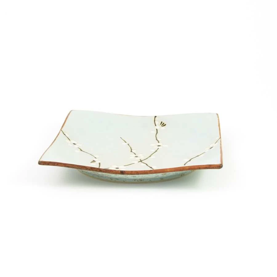 Kiji Stoneware & Ceramics Sakura Blossom Square Plate 3 Kiji Stoneware & Ceramics Sakura Blossom Square Plate