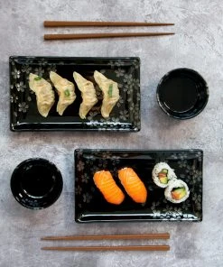 Kiji Stoneware & Ceramics Kuro Hana Sushi Serving Set