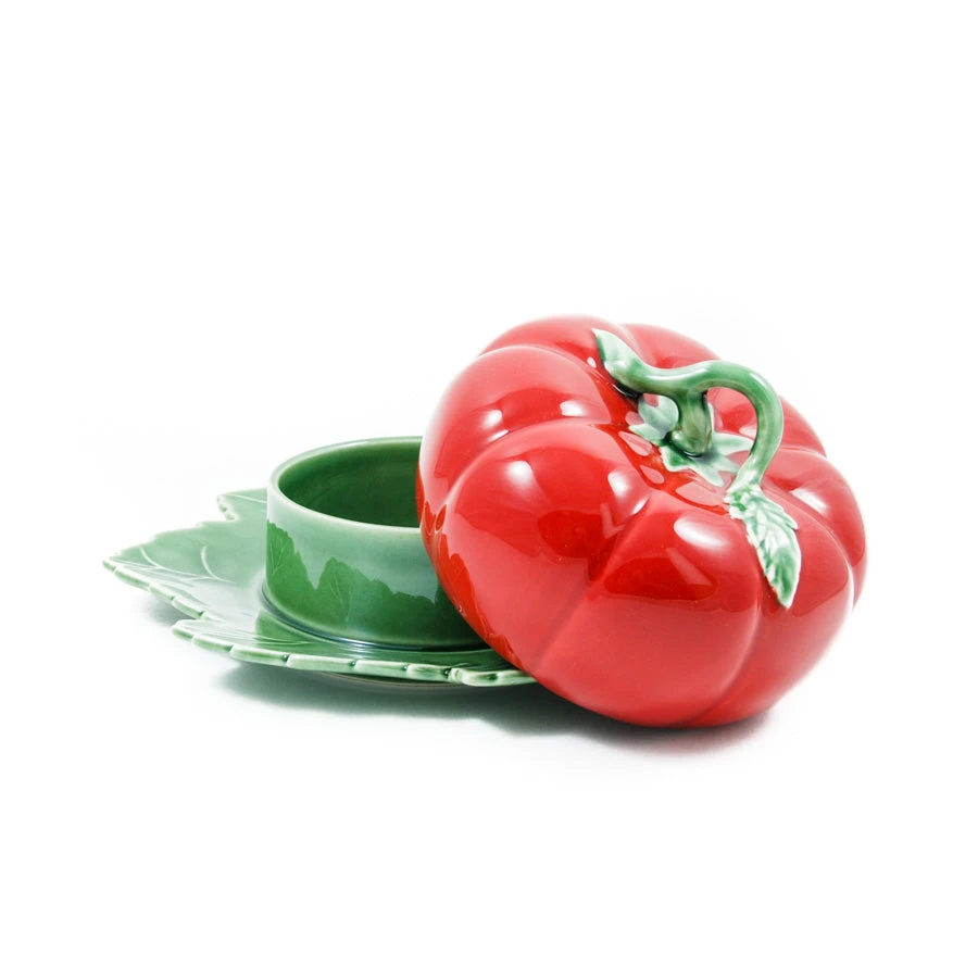 Bordallo Pinheiro Tomato Butter Dish With Cover 4 Bordallo Pinheiro Tomato Butter Dish With Cover